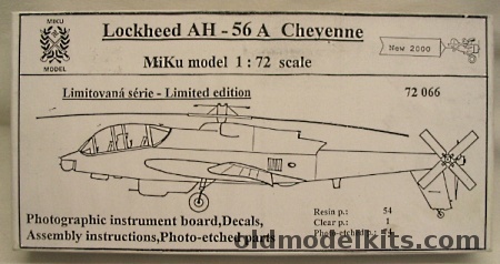 Miku Model 1/72 Lockheed AH-56A Cheyenne, 72-066 plastic model kit